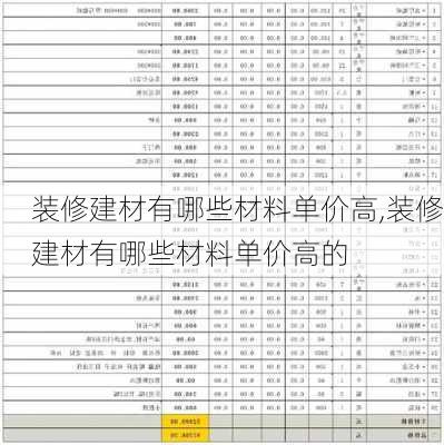 装修建材有哪些材料单价高,装修建材有哪些材料单价高的