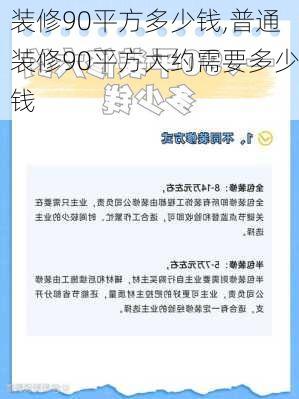 装修90平方多少钱,普通装修90平方大约需要多少钱