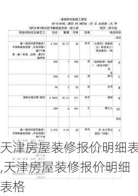 天津房屋装修报价明细表,天津房屋装修报价明细表格