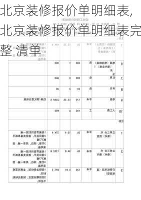 北京装修报价单明细表,北京装修报价单明细表完整 清单