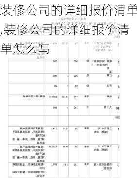 装修公司的详细报价清单,装修公司的详细报价清单怎么写