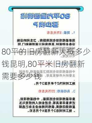 80平的旧房翻新大概多少钱昆明,80平米旧房翻新需要多少钱