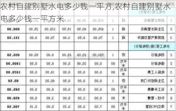 农村自建别墅水电多少钱一平方,农村自建别墅水电多少钱一平方米