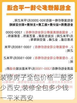 装修房子全包价格一般多少西安,装修全包多少钱一平米西安